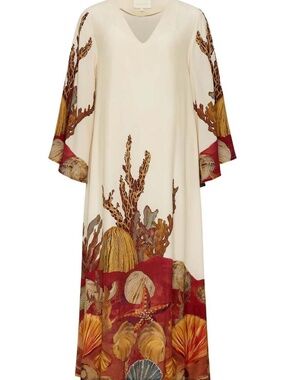 Carolina K Lena Kaftan in Ocean Floor Cream